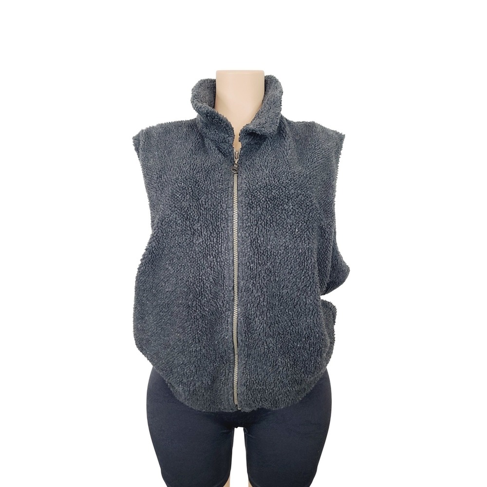 Pendleton Vintage soft sherpa Zip-Up closure Sherpa Vest Women Size M Charcoal